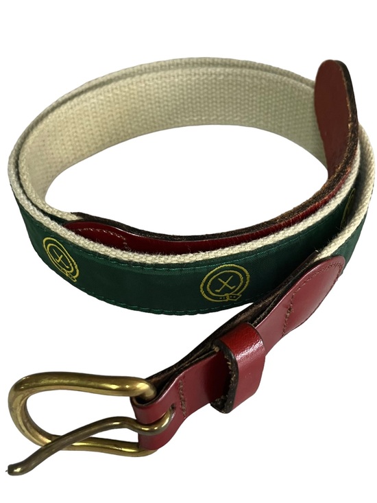 Vintage Other - Vintage Leather and Canvas Golf Country Club Belt 36 Ribbon Preppy